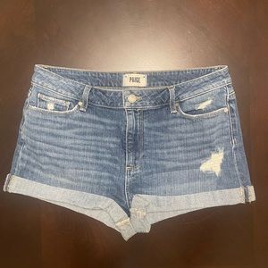 PAIGE Women’s Jimmy Jimmy shorts-Denim Cuffed Lightly Distressed Shorts